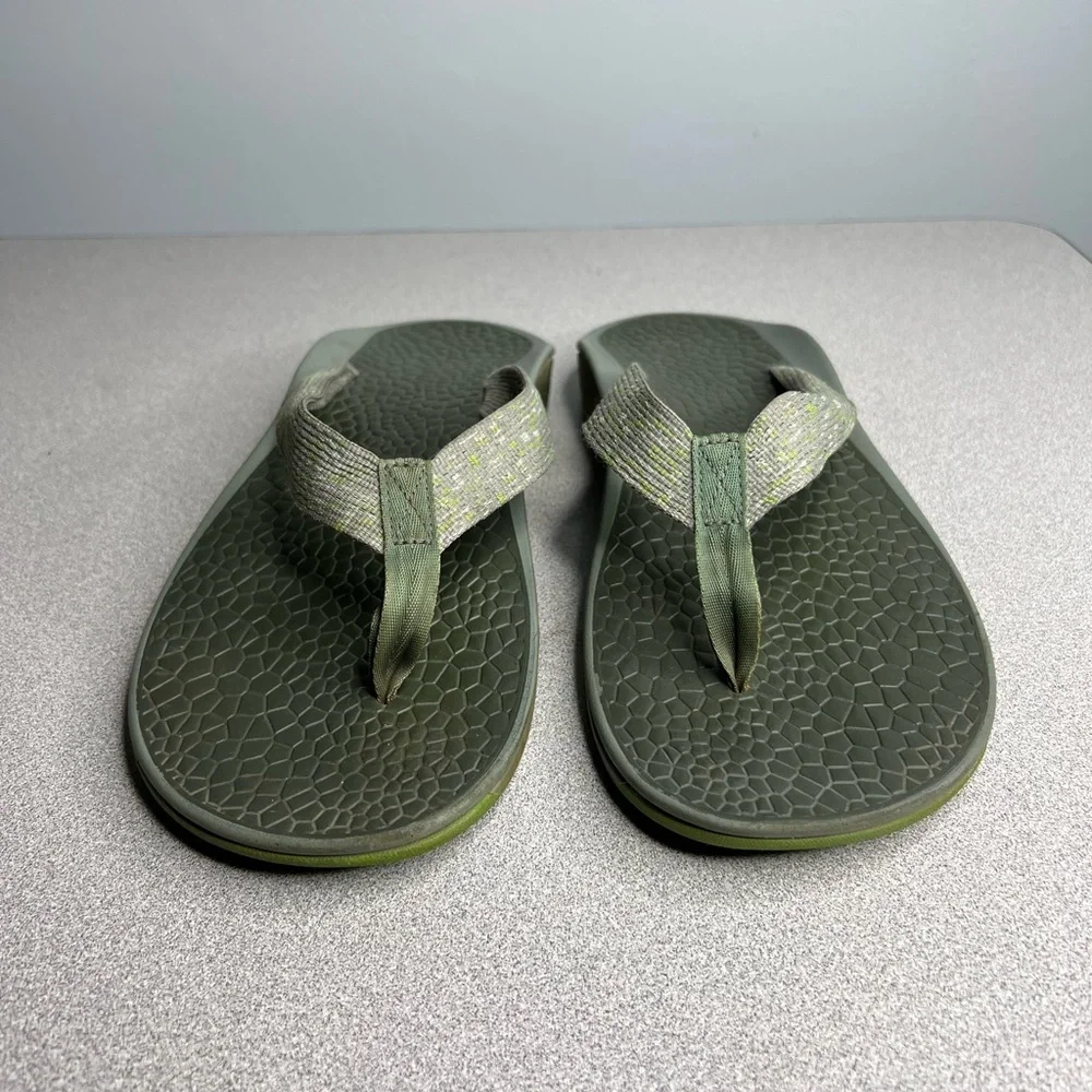 CHACO Gray Green Thongs Slides Sandals Flats Casual Shoes sz 13